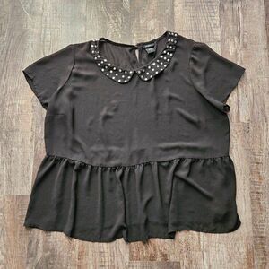 Torrid Mesh Peplum Top w/ Peter Pan Collar
